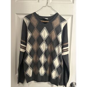 Public Opinion Men Knit Sweater Argyle Pullover Crewneck‎ 100% Cotton S